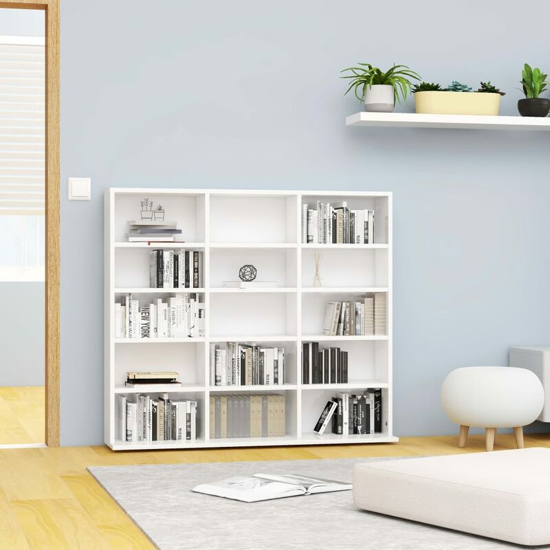 

Estanteria para CD aglomerado blanco brillante 102x23x89,5 cm