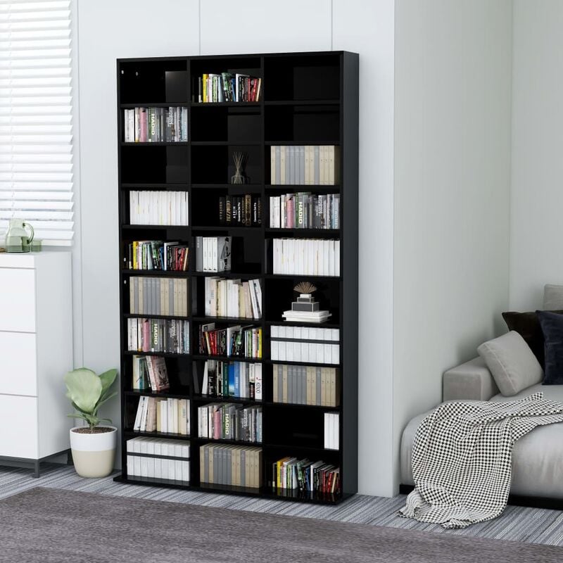 

Estanteria para CD aglomerado negro brillante 102x23x177,5 cm