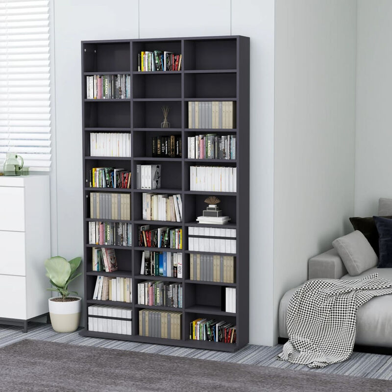 

Happyshopping - Estanteria para CD de aglomerado gris 102x23x177,5 cm