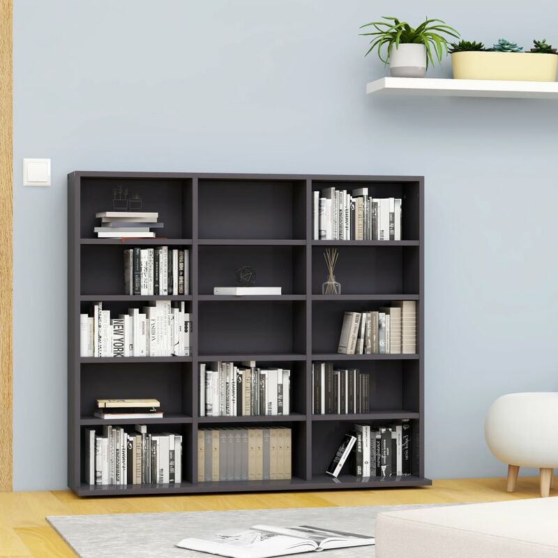 

Estantería para CD de aglomerado gris 102x23x89,5 cm