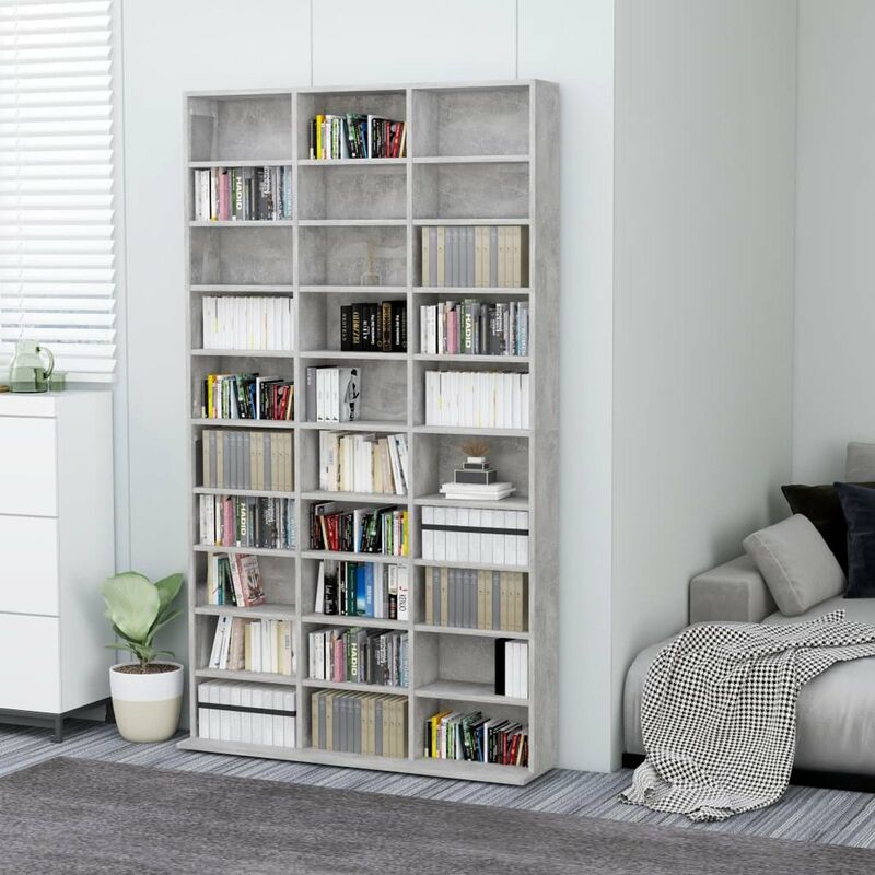 

Happyshopping - Estanteria para CD de aglomerado gris hormigon 102x23x177,5 cm