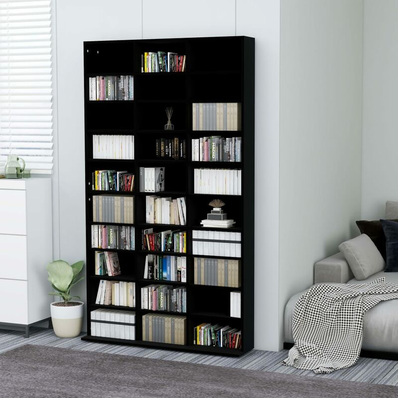 

Happyshopping - Estanteria para CD de aglomerado negro 102x23x177,5 cm