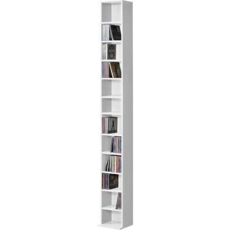 Estantería para CDs Tynset 12 compartimientos 175x20x20cm - Blanco [en.casa]