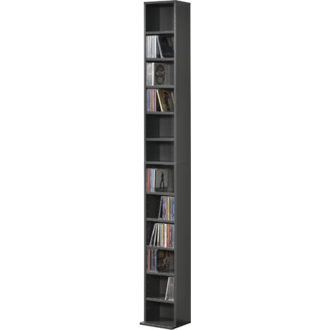 Estantería para CDs Tynset 12 compartimientos 175x20x20cm - Gris oscuro [en.casa]