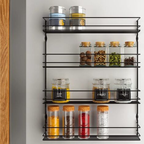 Estantería para especias de pared Pepito 4 alturas negro