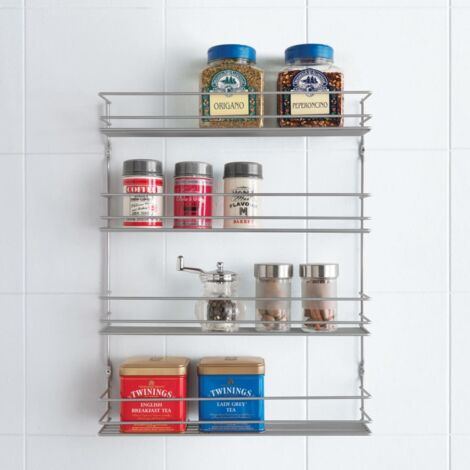 Estantería para especias de pared Pepito 4 alturas plateado