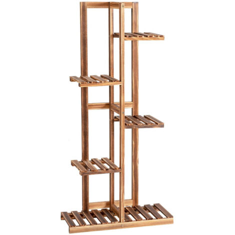 Estantería para flores 50 x 21 x 103 cm diseño compacto 5 niveles estables madera de pino marrón 200021142