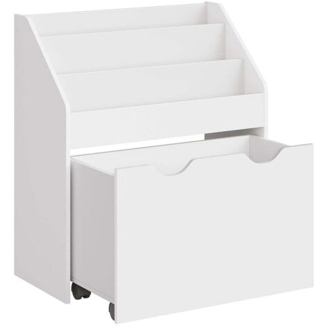 Estantería para juguetes con 3 compartimentos estantería infantil caja de juguetes móvil con ruedas multiusos para dormitorio y sala de juegos infantil color blanco 120005793