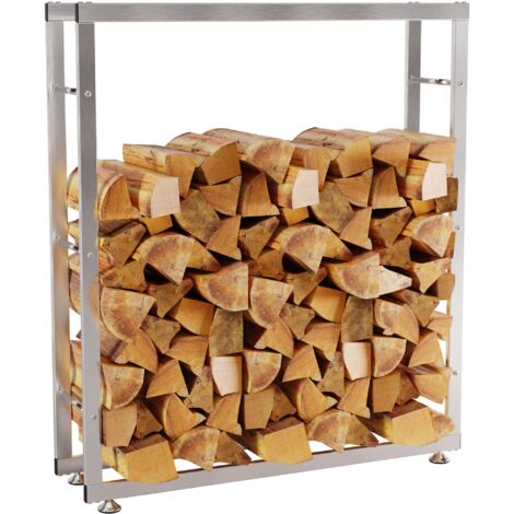 Estantería para leña, soporte para leña para chimenea 125x100x25 cm en acero inoxidable 100003547