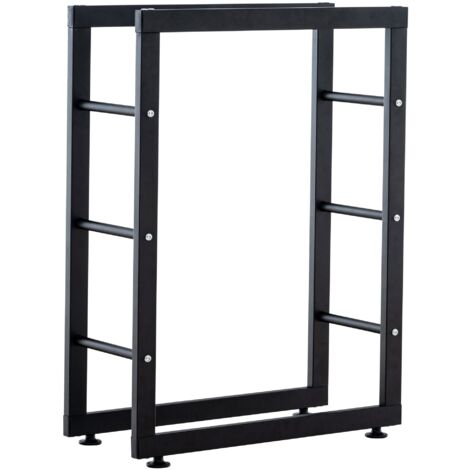 Estantería para leña, soporte para leña para chimenea 25x100x125 cm metal negro mate DEC10027
