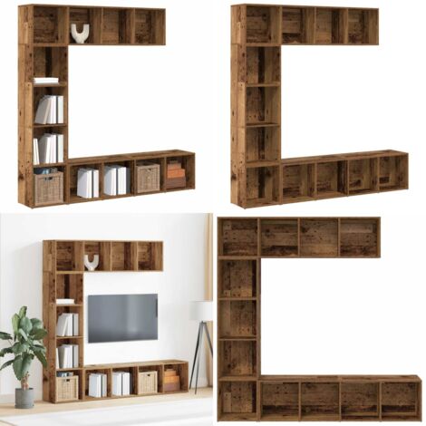 Estantería para libros 3 uds madera vieja madera de ingeniería - Estantería de madera - Estantería de ingeniería