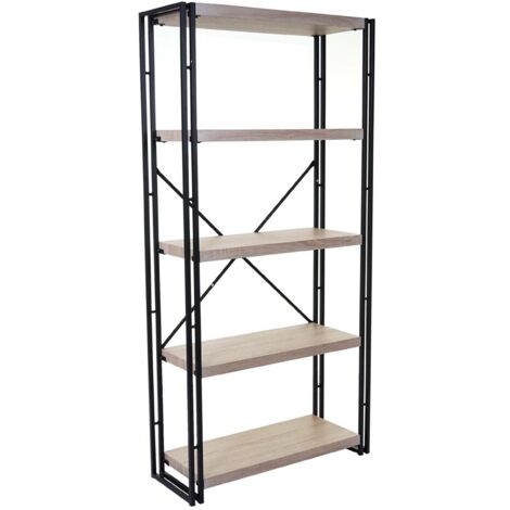 Estantería para libros decoración de salón 165x80cm 5 niveles aspecto roble 040001324