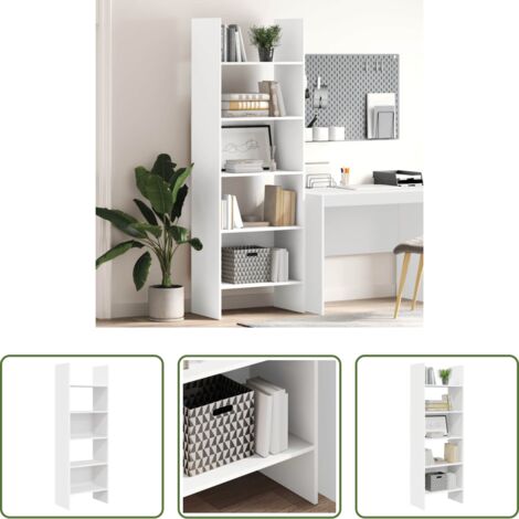 Estantería para libros -  Estantería librería madera contrachapada blanco 60x35x180 cm