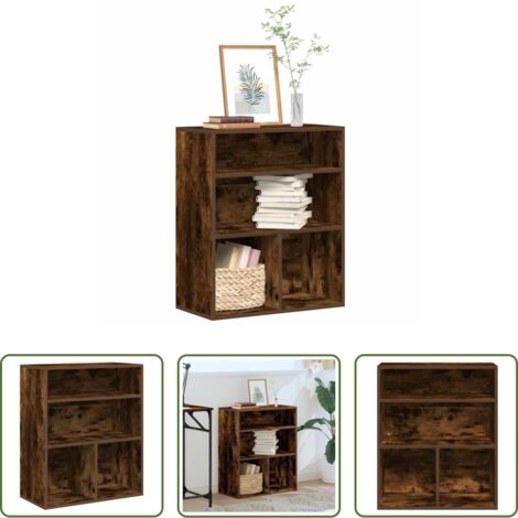 Estantería para libros -  Estantería madera ingeniería color roble ahumado 60x30x71,5 cm