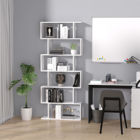 Estantería para Libros Moderna Librería con 6 Estantes para Comedor Salón Estudio 80x23x192 cm Blanco