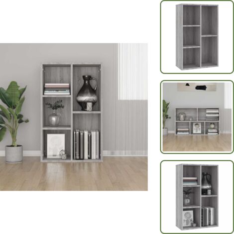 Estantería para libros - vidaXL Estantería/Aparador madera contrachapada gris Sonoma 50x25x80cm - Estantería multifuncional