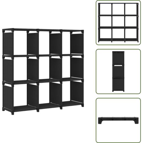 Estantería para libros - vidaXL Estantería de 9 cubos de tela negro 103x30x107,5 cm - Estantería para fotos