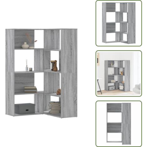 Estantería para libros - vidaXL Estantería de esquina 4 niveles madera gris Sonoma 85x85x140 cm - Estantería para fotos