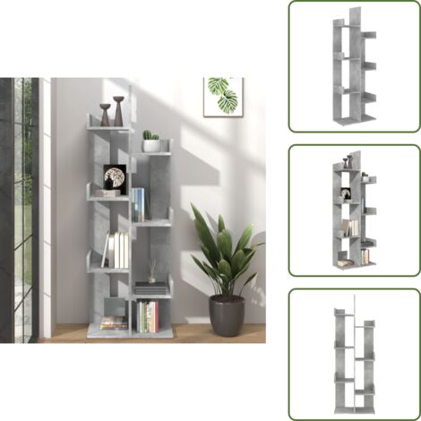 Estantería para libros - vidaXL Estantería de madera de ingeniería gris hormigón 48x25,5x140 cm - Estantería compacta