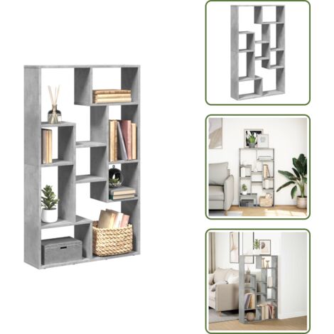 Estantería para libros - vidaXL Estantería de madera de ingeniería gris hormigón 72x20x120,5 cm - Estantería de almacenamiento