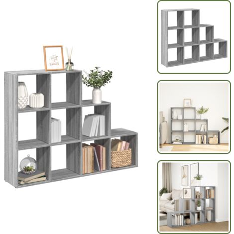 Estantería para libros - vidaXL Librería divisora 3 niveles madera gris Sonoma 137,5x29x103,5cm - Estantería para decoración