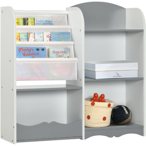 Estantería para Niños Organizador de Juguetes Estantería Infantil con Estantes Abiertos para Dormitorio 85x26x84 cm Gris