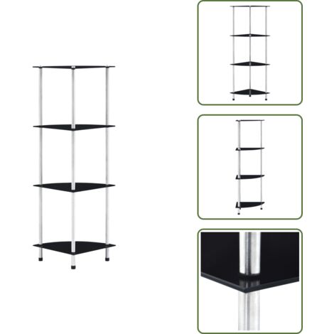 Estantería para oficina - vidaXL Estantería 4 niveles cristal templado negro 30x30x100 cm - Estantería para salón