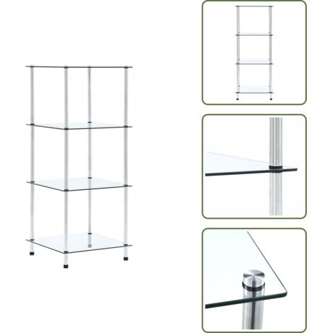 Estantería para oficina - vidaXL Estantería 4 niveles cristal templado transparente 40x40x100 cm - Estantería para salón