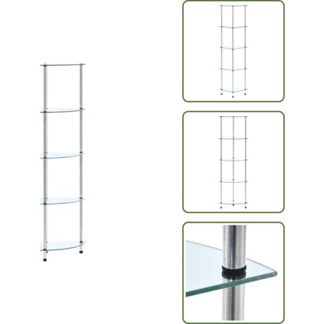 Estantería para oficina - vidaXL Estantería 5 niveles cristal templado transparente 30x30x130 cm - Estantería para salón