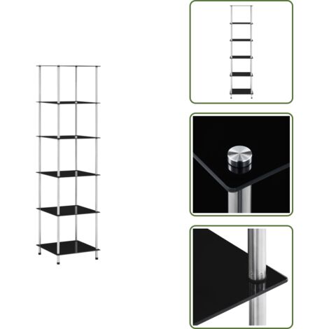 Estantería para oficina - vidaXL Estantería 6 niveles cristal templado negro 40x40x160 cm - Estantería para salón