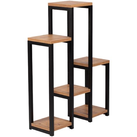 Estantería para plantas 6 plataformas 785 x 56 x 20 cm imitación madera negra 030007711