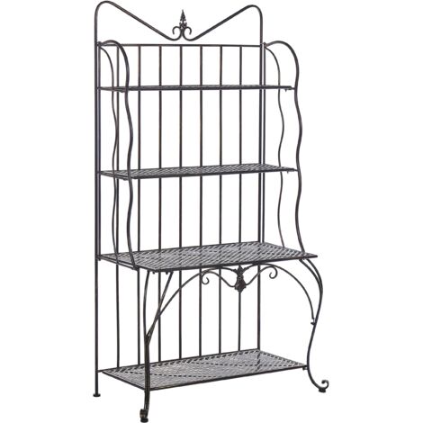 Estantería para plantas jardín negro metal interior exterior retro 4 baldas independiente almacenamiento para jardín Pavona