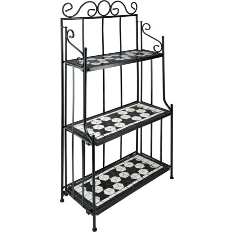 Estantería para plantas mosaico 3 niveles 114 cm negro/blanco 2208298