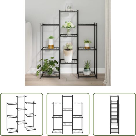 Estantería para plantas -  Soporte para flores de hierro negro 83x25x100 cm
