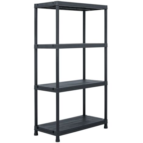 Estantería para plantas - vidaXL Estantería de plástico 100 kg 60x30x138 cm negro - Estantería para decoración