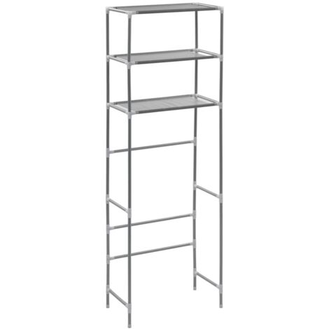 Estantería para WC de 3 niveles 53 x 28 x 169 cm plateado 020005465
