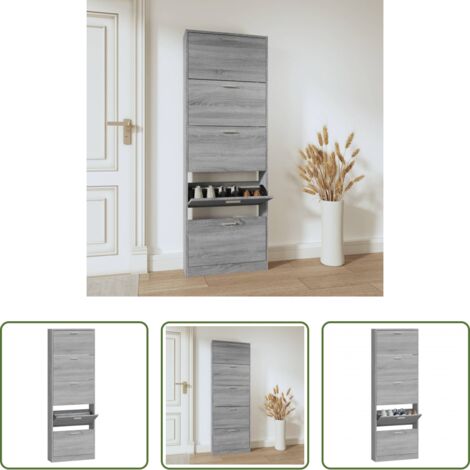 Estantería para zapatos -  Mueble zapatero madera contrachapada gris Sonoma 59x17x169 cm
