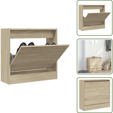 Estantería para zapatos - vidaXL Zapatero de madera de ingeniería roble Sonoma 60x21x57 cm - Mueble compacto