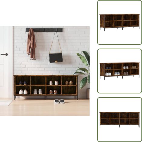 Estantería para zapatos - vidaXL Zapatero madera de ingeniería roble ahumado 131x35x50 cm - Mueble de madera