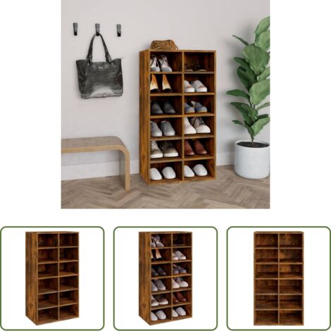 Estantería para zapatos -  Zapatero madera contrachapada roble ahumado 54x34x100,5 cm