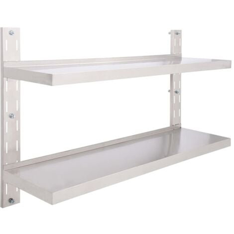 Estantería pared flotante 2 niveles acero inoxidable 120x30 cm vidaXL