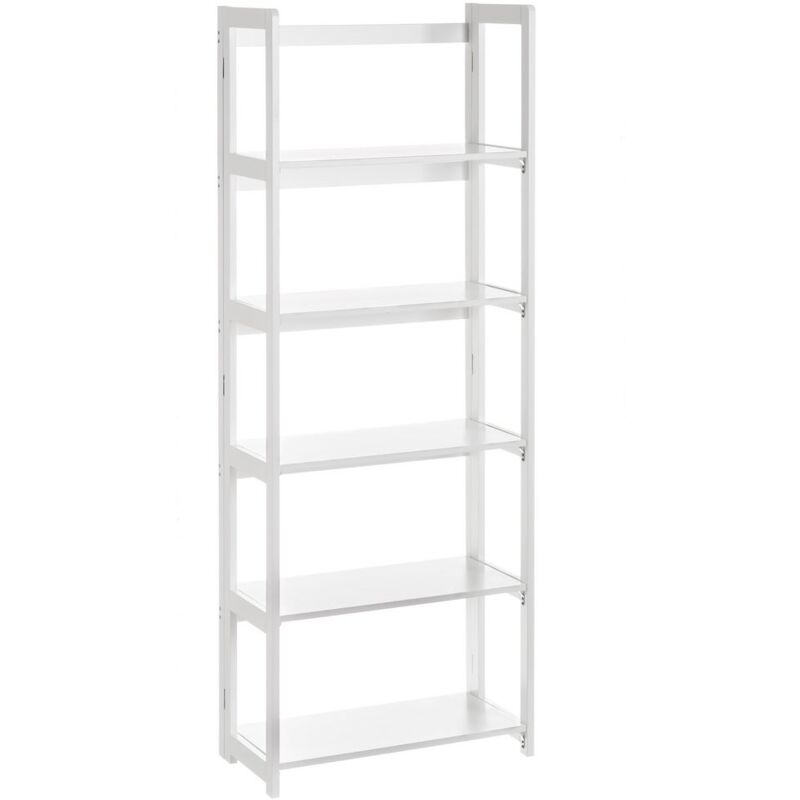

Estantería plegable con 5 estantes de madera y MDF contemporánea blanca de 148x27x56 cm