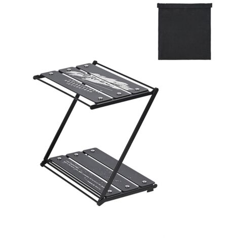 Estantería plegable de aluminio de 2 niveles, multiusos para camping, picnics y barbacoas, práctica para ahorrar espacio.