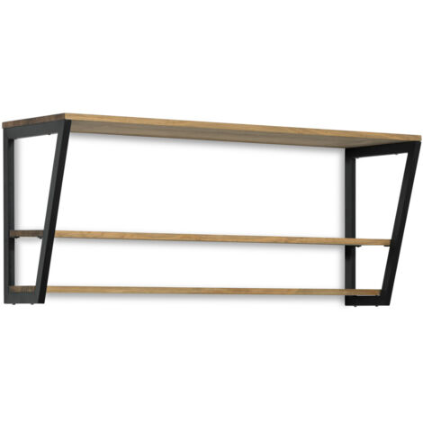 Estantería poligonal descendente industrial con tableros de madera de pino 140x35x47cm