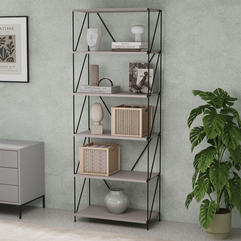 Estantería Ravix, Gris/negro, 60 x 166.5 cm, Vicco