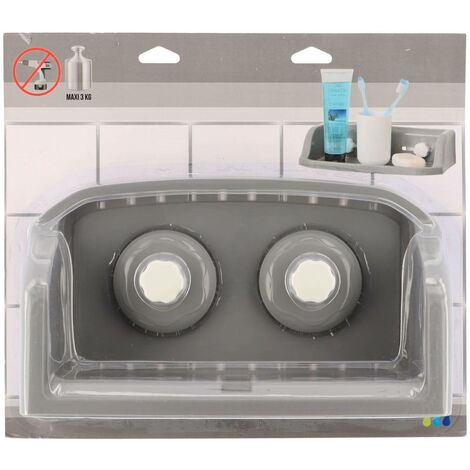 Estantería rectangular pp con ventosas - gris blanco - Tendance