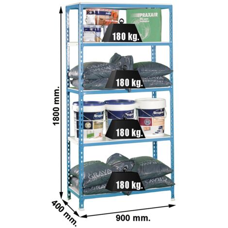 ESTANTERIA S/T AZUL/BLANCA - 180X90X40