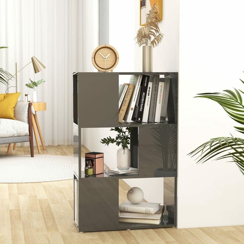 

Estantería/separador espacio aglomerado gris brillo 60x24x94 cm