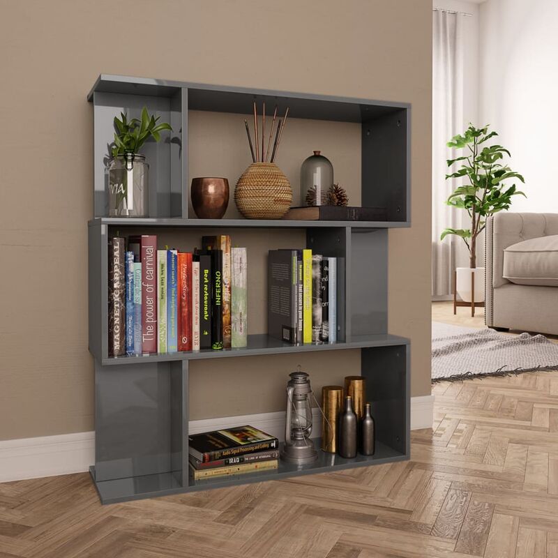 

Estanteria/separador espacio aglomerado gris brillo 80x24x96 cm