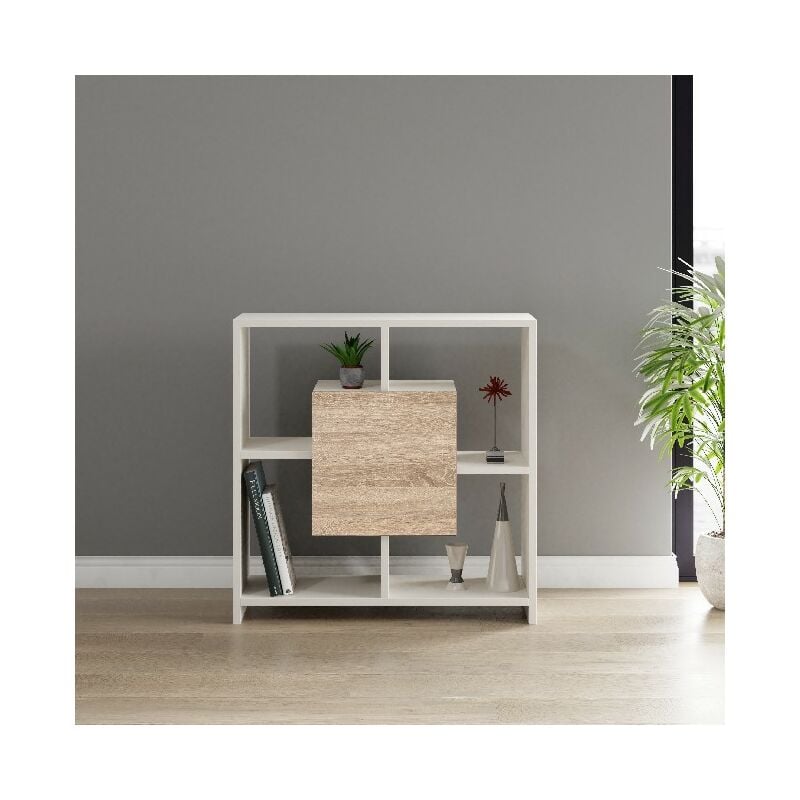 

Estanteria Sider - con puertas, estantes, estantes - para la sala de estar, la oficina - White Sonoma en Aglomerado de melamina, 80 x 30 x 80 cm